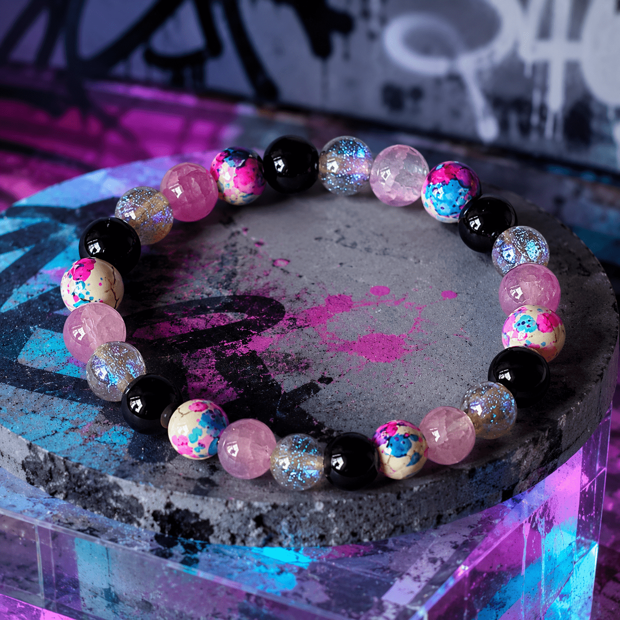 Bohemian Natural Stone Beaded Bracelet, Handmade